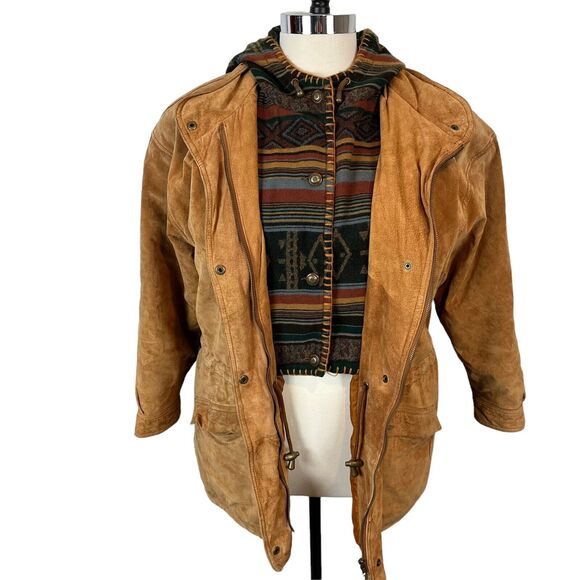 Coat Vestcoat Suede Southwestern Blanket Women's Rancher Barn SZ Medium Oversize